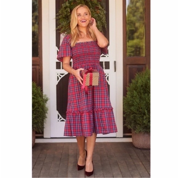 NWOT Draper James Deana Smocked Angie Plaid Cotton Dress Size 2x - Picture 4 of 16